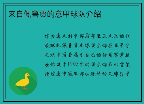 来自佩鲁贾的意甲球队介绍